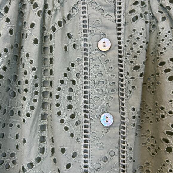 Faherty Valencia Embroidered Eyelet Organic Cotton Minidress NWOT light green XS - Picture 7 of 11